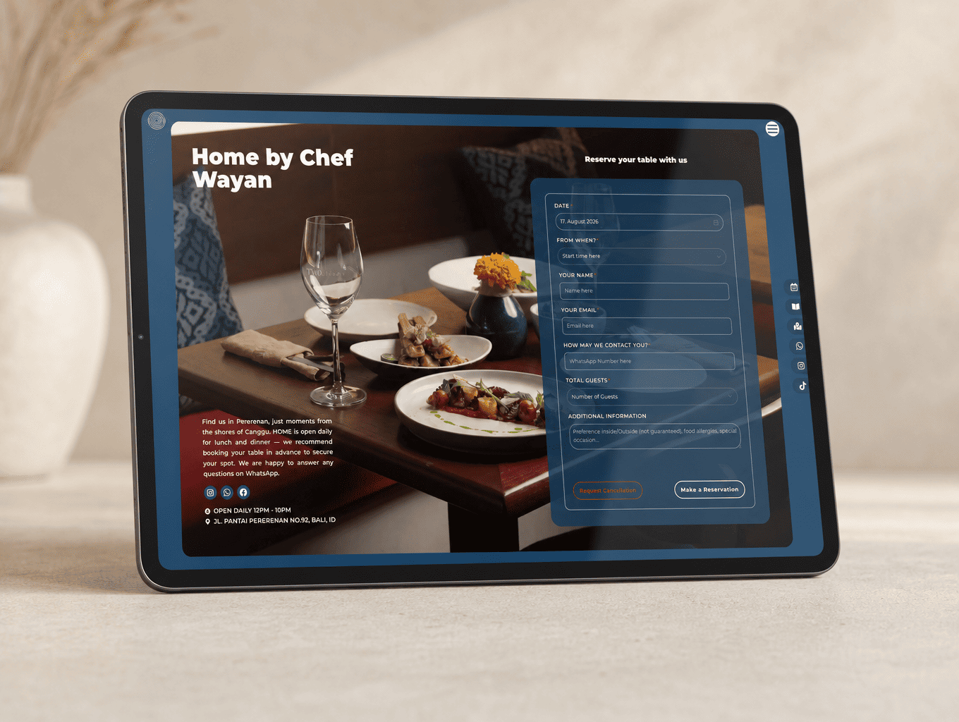 Home by Chef Wayan Booking Tool